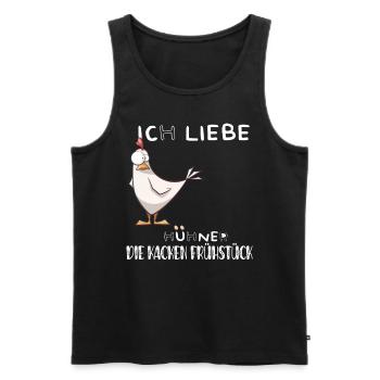 Ich liebe Hühner, die kacken Frühstück - Männer Premium Bio Tank Top - Schwarz - Vorne - Michal (187cm)