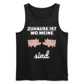 Zuhause ist wo meine Schweine sind - Männer Premium Bio Tank Top - Schwarz - Vorne - Michal (187cm)