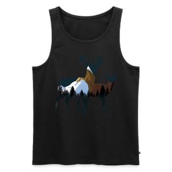 Nature Randonnée Forêt Cerf Idée Cadeau - Débardeur bio Premium Homme - noir - Devant - AI Model Male 178 light (178cm)