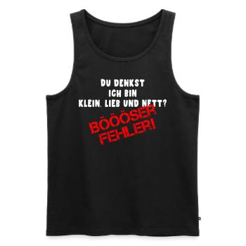 witziger Spruch klein lieb und nett böööser Fehler - Männer Premium Bio Tank Top - Schwarz - Vorne - Michal (187cm)