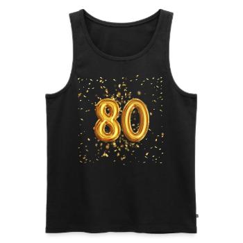 80 ans de conception de ballons - Débardeur bio Premium Homme - noir - Devant - AI Model Male 178 light (178cm)