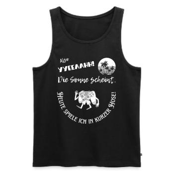 In kurze Hosen spielen - Männer Premium Bio Tank Top - Schwarz - Vorne - AI Model Male 178 light (178cm)