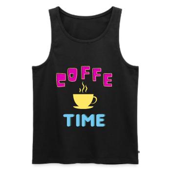 kaffee coffee time - Männer Premium Bio Tank Top - Schwarz - Vorne - Michal (187cm)