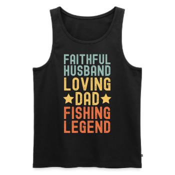 Husband Father Papa Legendary Angler Fishing Legend - Men's Premium Organic Tank Top - black - Front - AI Model Male 178 light (178cm)