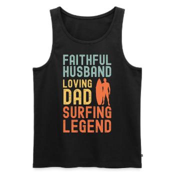 Husband Father Surfing Legend Retro Vintage - Men's Premium Organic Tank Top - black - Front - Michal (187cm)