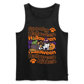 Munchkin Halloween Katze. Spooky Halloween Cat - Männer Premium Bio Tank Top - Schwarz - Vorne - AI Model Male 178 light (178cm)