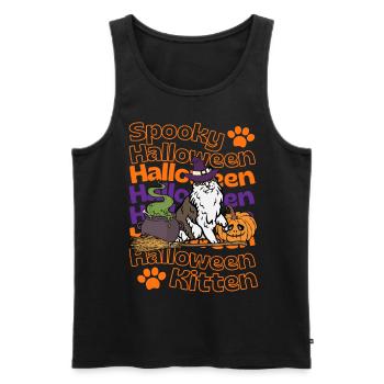 Norwegische Waldkatze Halloween Spooky Halloween - Männer Premium Bio Tank Top - Schwarz - Vorne - Michal (187cm)