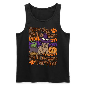 Silky Terrier Halloween Spooky Halloween Terrier - Débardeur bio Premium Homme - noir - Devant - Michal (187cm)