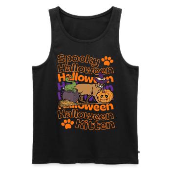 Chausie Halloween Katze. Spooky Halloween Cat - Männer Premium Bio Tank Top - Schwarz - Vorne - Michal (187cm)