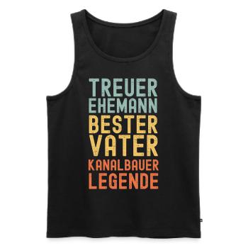 Ehemann Vater Kanalbauer Legende Retro Vintage - Männer Premium Bio Tank Top - Schwarz - Vorne - Michal (187cm)