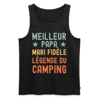Mari Père Camping Légende Rétro Vintage - Débardeur bio Premium Homme - noir - Devant - AI Model Male 178 light (178cm)