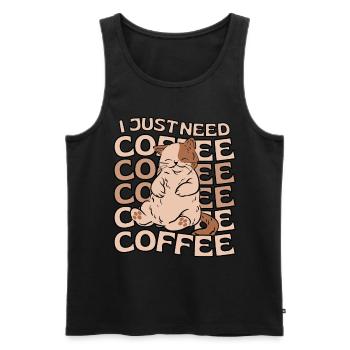 Café chat kawaii Cat Cafe - Débardeur bio Premium Homme - noir - Devant - Michal (187cm)