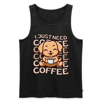 Sweet Labrador Coffee Dog Cafe kawaii - Débardeur bio Premium Homme - noir - Devant - Michal (187cm)