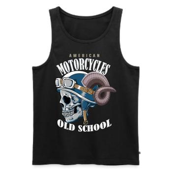 America Motorcycles Old School T-Shirt - Männer Premium Bio Tank Top - Schwarz - Vorne - Michal (187cm)