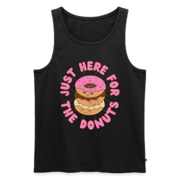 Juste ici pour les beignets Donut kawaii - Débardeur bio Premium Homme - noir - Devant - AI Model Male 178 light (178cm)