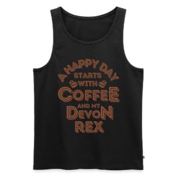 Devon Rex Katze Kaffee Cafe - Männer Premium Bio Tank Top - Schwarz - Vorne - AI Model Male 178 light (178cm)