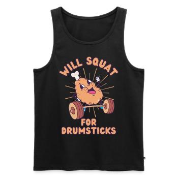 Chicken Leg Weight Squat Fitness kawaii - Men's Premium Organic Tank Top - black - Front - Michal (187cm)