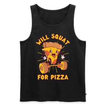 Pizza Musculation Squat Fitness Pizza kawaii - Débardeur bio Premium Homme - noir - Devant - Michal (187cm)