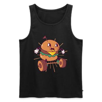Burger Kraftsport Squat Fitness Burger kawaii - Männer Premium Bio Tank Top - Schwarz - Vorne - Michal (187cm)
