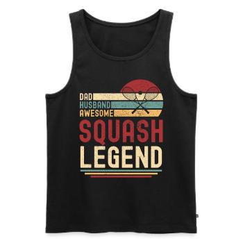 Papa Husband Squash Legend retro vintage - Men's Premium Organic Tank Top - black - Front - AI Model Male 178 light (178cm)