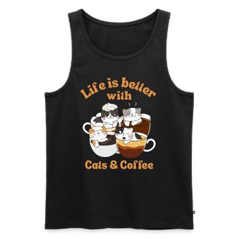 Kaffee Katze kawaii Kaffee und Katzen Liebhaber - Männer Premium Bio Tank Top - Schwarz - Vorne - AI Model Male 178 light (178cm)