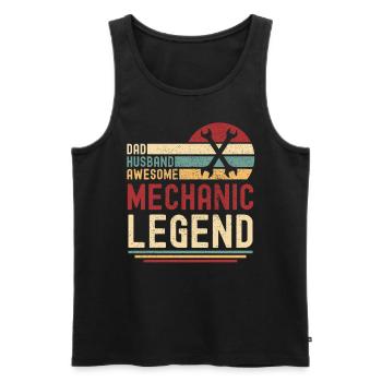 Mari Père Mécanicien légendaire rétro - Débardeur bio Premium Homme - noir - Devant - Michal (187cm)