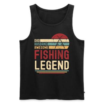 Mari Père Papa Légendaire Angler Angel Légende - Débardeur bio Premium Homme - noir - Devant - Michal (187cm)