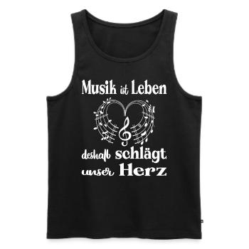 Musik ist Leben deshalb schlägt unser Herz - Männer Premium Bio Tank Top - Schwarz - Vorne - Michal (187cm)