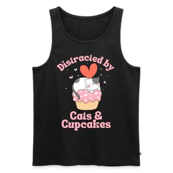 Cat Cupcake kawaii Cupcake and Cat Lovers - Men's Premium Organic Tank Top - black - Front - AI Model Male 178 light (178cm)