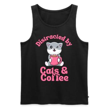 Kaffee Katze kawaii Kaffee und Katzen Liebhaber - Männer Premium Bio Tank Top - Schwarz - Vorne - AI Model Male 178 light (178cm)