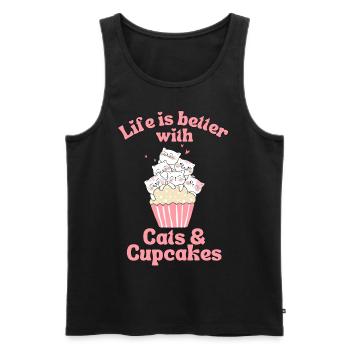 Cat Cupcake kawaii Cupcake and Cat Lovers - Men's Premium Organic Tank Top - black - Front - AI Model Male 178 light (178cm)