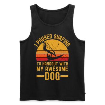 Windsurfen und Hund retro vintage - Männer Premium Bio Tank Top - Schwarz - Vorne - Michal (187cm)