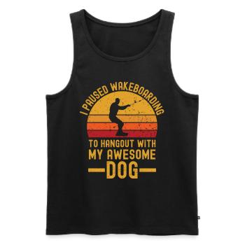 Wakeboard et chien rétro vintage - Débardeur bio Premium Homme - noir - Devant - Michal (187cm)