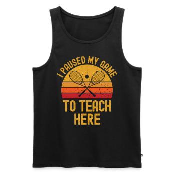 Squash and teacher retro vintage - Men's Premium Organic Tank Top - black - Front - AI Model Male 178 light (178cm)