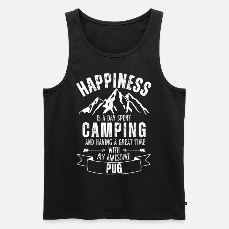 Camping und Mops - Männer Premium Bio Tank Top - Schwarz