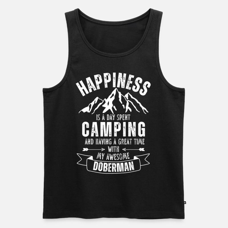 Camping und Dobermann - Männer Premium Bio Tank Top - Schwarz