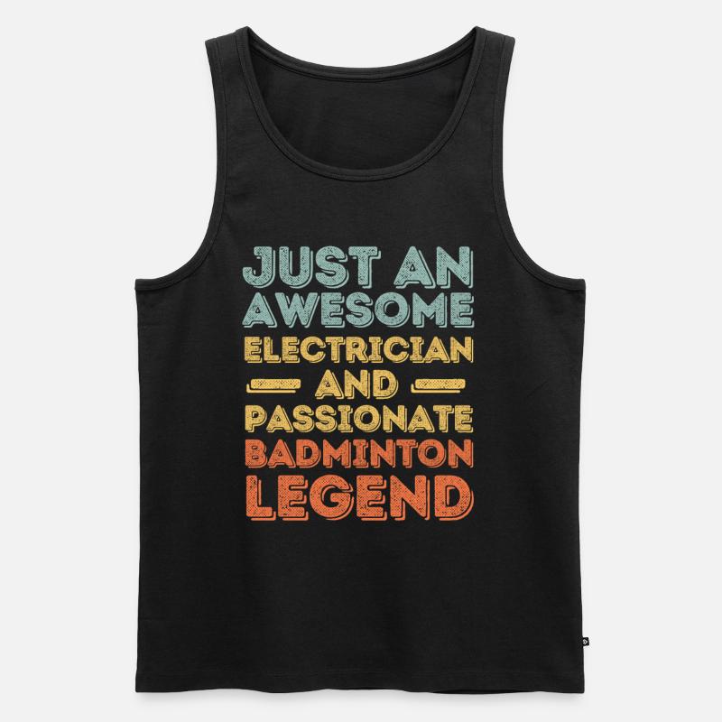Elektriker Badminton retro - Männer Premium Bio Tank Top - Schwarz