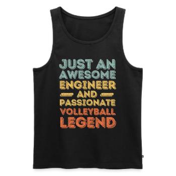 Ingénieur Volleyball rétro - Débardeur bio Premium Homme - noir - Devant - Michal (187cm)