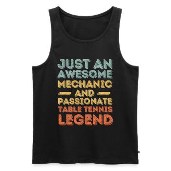 Mécanicien tennis de table rétro - Débardeur bio Premium Homme - noir - Devant - Michal (187cm)