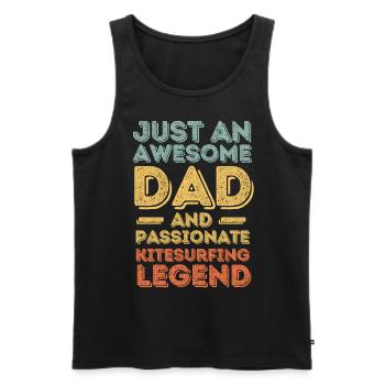 Papa kitesurf rétro - Débardeur bio Premium Homme - noir - Devant - Michal (187cm)