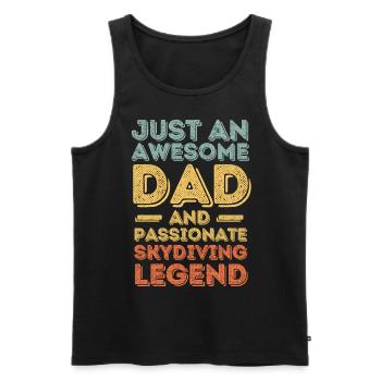Papa parachutisme rétro - Débardeur bio Premium Homme - noir - Devant - AI Model Male 178 light (178cm)