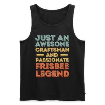 Frisbee Artisan rétro - Débardeur bio Premium Homme - noir - Devant - Michal (187cm)