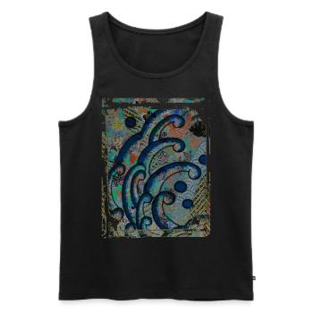 Japanische Great Wave Blumenmuster Collage Art 85 - Männer Premium Bio Tank Top - Schwarz - Vorne - AI Model Male 178 light (178cm)