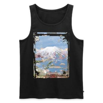 Japan Mount Fuji Cherry Blossom Sakura Collage - Men's Premium Organic Tank Top - black - Front - AI Model Male 178 light (178cm)