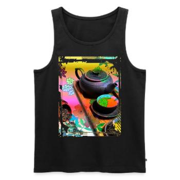 Japan Tea Ceremony Collage Art 99 - Men's Premium Organic Tank Top - black - Front - AI Model Male 178 light (178cm)