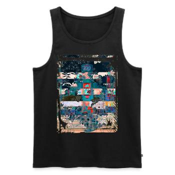 Japan City Night Streets View Collage Art 97 - Men's Premium Organic Tank Top - black - Front - AI Model Male 178 light (178cm)