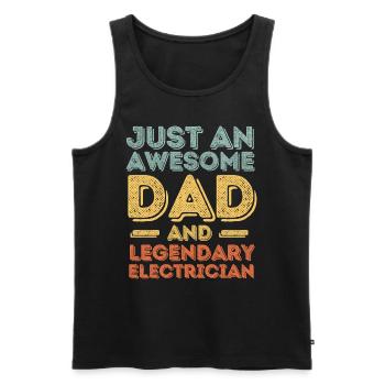 Papa électricien Fête des pères - Débardeur bio Premium Homme - noir - Devant - Michal (187cm)