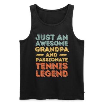Grand-père Tennis rétro - Débardeur bio Premium Homme - noir - Devant - Michal (187cm)