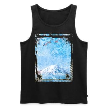 Japan Mount Fuji Cherry Blossom Sakura Collage - Men's Premium Organic Tank Top - black - Front - AI Model Male 178 light (178cm)