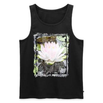 Japanische Collage Kunst Lotus Seerose Collage Kunst - Männer Premium Bio Tank Top - Schwarz - Vorne - AI Model Male 178 light (178cm)